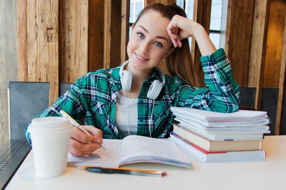 a student doing homework